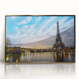 Art Deco-style poster of Paris skyline in gold and black tones, framed acrylic, ideal for modern art wall decor.