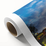 Art Deco poster of Paris scenery on rolled canvas, featuring pastel hues, ideal for nursery wall art or dining room decor.