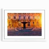 Textured art depicting an abstract Provence landscape in muted earth tones on a framed white mat, suitable for bedroom decor.