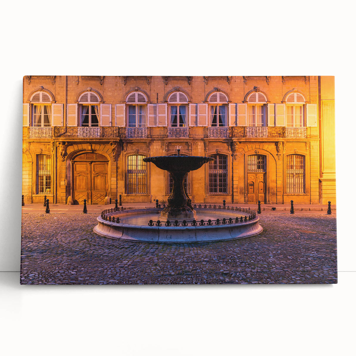 Black and white canvas print of a scenic Provence landscape, ideal for kitchen wall art.