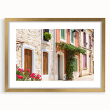 Abstract art print of a Southern France landscape in muted earth tones on a framed canvas, ideal for dining room decor.