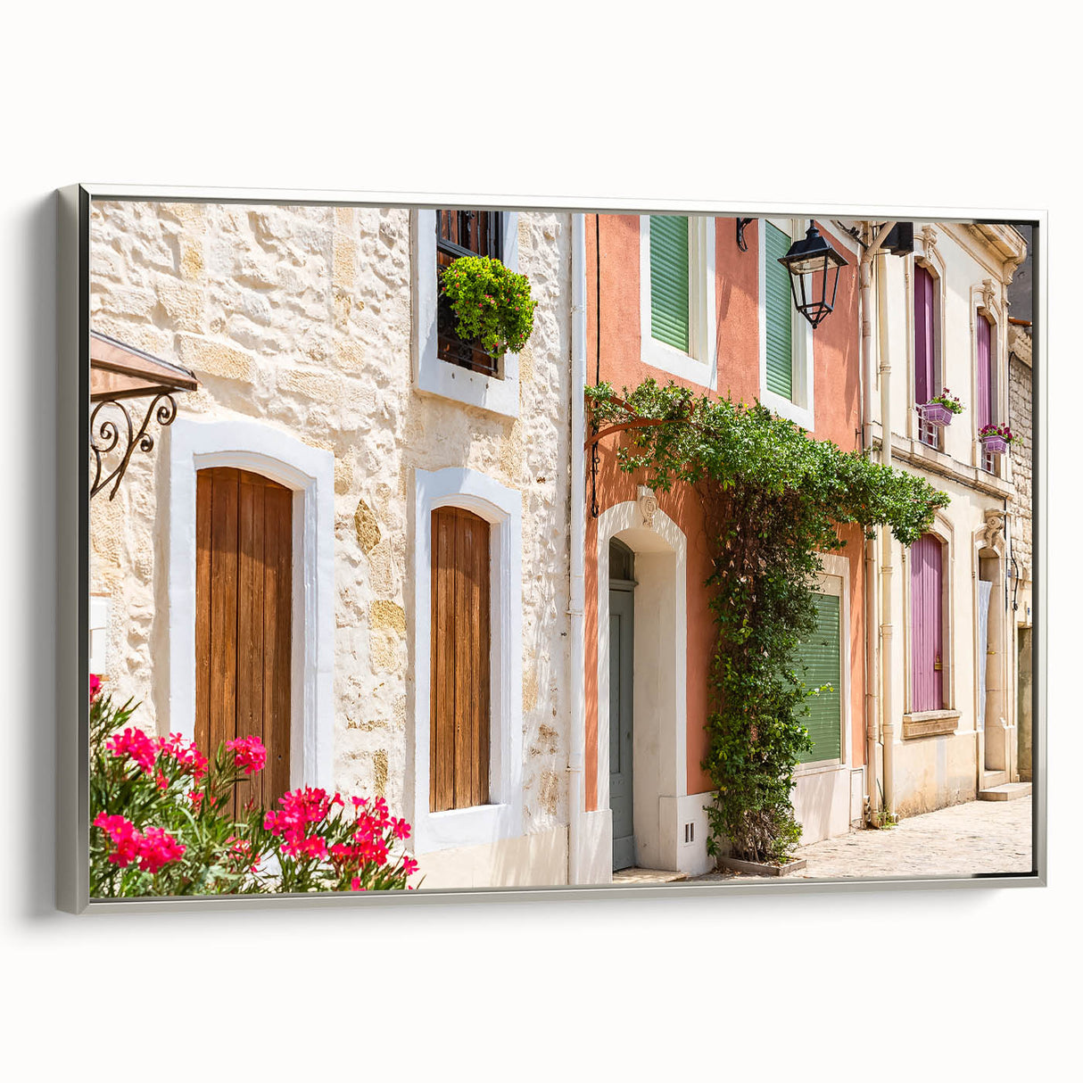 Landscape art painting featuring a vintage-style French countryside scene on a framed canvas.