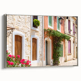 Landscape art painting featuring a vintage-style French countryside scene on a framed canvas.