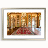 Extra large abstract art print depicting a textured scenery of Versailles in matte silver frame.