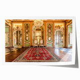 Large rolled canvas print depicting the Versailles gardens in soft pastel shades, ideal for dining room or bathroom wall art.