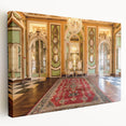 Large canvas print depicting the Versailles palace with muted green and beige tones, suited for kitchen wall art.