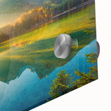 Acrylic print of a large abstract depiction of Bavaria, using mid-century modernist style, ideal for dining room art.