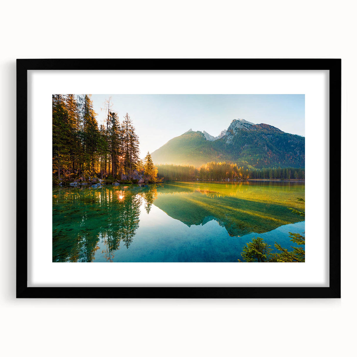 Extra large colorful art print of abstract Bavarian scenery in vibrant hues on textured canvas, ideal for living room decor.