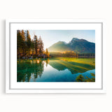 Textured abstract art print depicting a Bavarian landscape in muted earth tones, framed with a white mat.