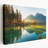 Large canvas print featuring a serene Bavarian landscape, with lush greenery and a calm river, ideal for kitchen wall art.