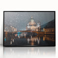 Large abstract wall art depicting a Berlin cityscape, in muted gray tones on a black framed acrylic.
