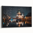 Black and white framed canvas of Berlin landscape, vintage poster style, ideal for bedroom decor.