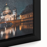 Extra large framed canvas featuring a textured depiction of Berlin with a black and colorful art style.
