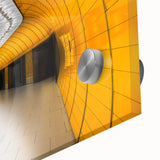 Large abstract depiction of Munich on acrylic, featuring mid-century modernist style with vibrant colors.