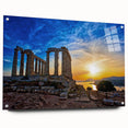 Acrylic print of Athens scenery in muted earth tones, ideal for dining room decor.