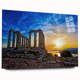 Large abstract depiction of Athens scenery on acrylic glass, in muted earth tones, ideal for bedroom or dining room art.