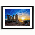 Extra large abstract art print of Athens scenery in vibrant colors on a textured canvas, framed in black.