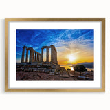 Abstract art print of Athens scenery in muted earth tones on a framed canvas, ideal for dining room decor.