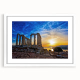 Textured art depicting an abstract Athens cityscape in muted earth tones on a framed white mat, ideal for bedroom decor.