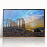 Acrylic print of Athens scenery in art deco style with gold frame, ideal for modern art wall decor.