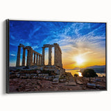 Black and white framed canvas of Athens landscape, in a vintage poster style, ideal for bedroom wall art.