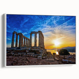 Vintage poster art of Athens scenery on framed canvas, featuring colorful art in extra large format.