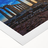 Art deco poster of Athens skyline in pastel shades on rolled canvas, suited for dining room wall art.