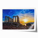 Extra large rolled print of Athens scenery with floral accents in muted earth tones, ideal for art wall dining room.