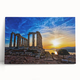 Black and white stretched canvas of Athens scenery, ideal for kitchen wall art.