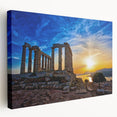 Large canvas print of Athens scenery in muted earth tones, ideal for kitchen wall art.