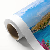 Art Deco poster of Rhodes, Greece, featuring pastel shades on rolled canvas, ideal for nursery wall art or dining room decor.