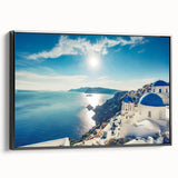 Black and white framed canvas of a vintage European landscape, ideal for bedroom wall decor.