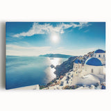 Black and white photograph of a scenic European village on stretched canvas, ideal for kitchen wall art.