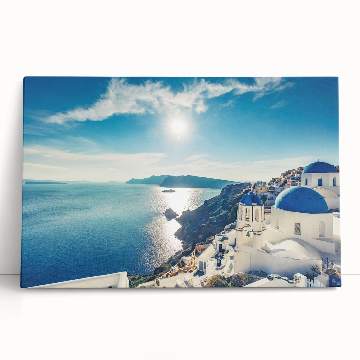 Black and white photograph of a European street scene on stretched canvas, suitable for kitchen wall art.