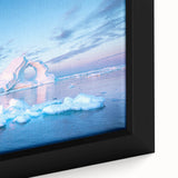 Extra large black wall art featuring a textured Greenland scenery on framed canvas, with vibrant color accents.