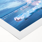 Art deco poster of a Greenland scenery in muted green and blue tones on rolled canvas, suitable for dining room wall art.