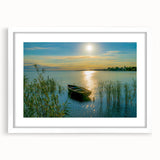 Textured abstract art print of a European scenery in Hungary, featuring muted earth tones on a framed white mat.