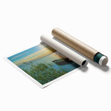 Extra large rolled print depicting a serene Hungarian landscape with vibrant greenery and floral elements.