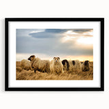 Extra large abstract art print of a colorful Icelandic landscape, textured in style on a black framed canvas.