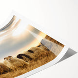 Extra large wall art featuring line art flowers in muted earth tones on a rolled canvas.