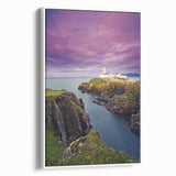 Vintage poster art of a scenic Ireland landscape in colorful hues on a large framed canvas, ideal for living room decor.