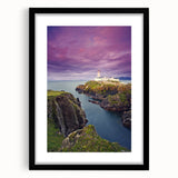 Extra large abstract art print of a vibrant, colorful Irish landscape on textured canvas, framed in black.