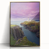 Large art print of an Irish landscape in muted green and blue tones on a framed acrylic, perfect for modern art wall decor.