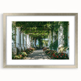 Extra large wall art of Capri, Italy, in textured abstract style with silver frame, ideal for living room decor.