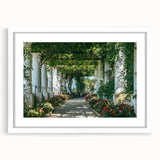 Textured abstract art print of Capri, Italy in muted earth tones on a framed canvas, ideal for bedroom art.