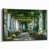 Black and white landscape art painting of Capri, Italy on framed canvas, ideal for bedroom wall art.