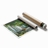 Extra large rolled print of Capri scenery with vibrant floral elements, ideal for classy bathroom wall art.