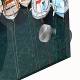 Large abstract wall art of Cinque Terre in muted colors on acrylic glass, suitable for dining room ambiance.