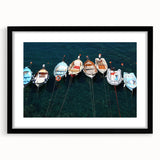 Extra large wall art of abstract Cinque Terre scenery in colorful textured tones on a black framed canvas.