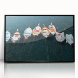 Framed acrylic print of Cinque Terre with vivid blue and pastel hues, ideal for modern art wall decor.